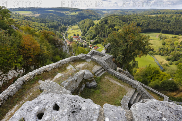 Castle ruins of Hohengundelfingen, ruins of a medieval hilltop castle, former headquarters of the