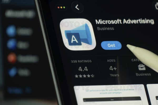 Dhaka, Bangladesh- 24 Oct 2025: A iPad screen displaying the Microsoft Advertising app on App store