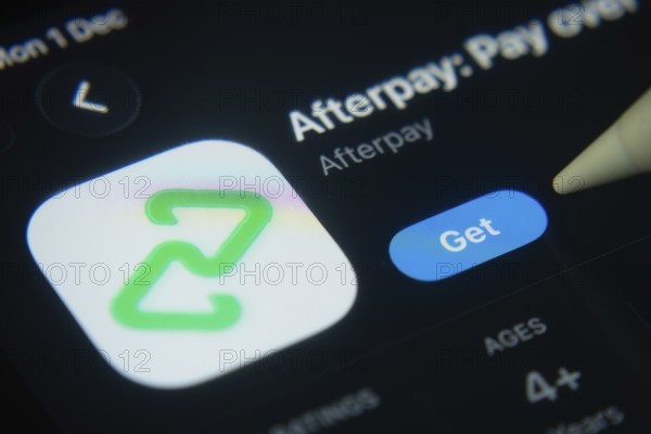 Dhaka, Bangladesh- 01 Dec 2025: A close-up of the AfterPay app icon in the App Store on an iPad