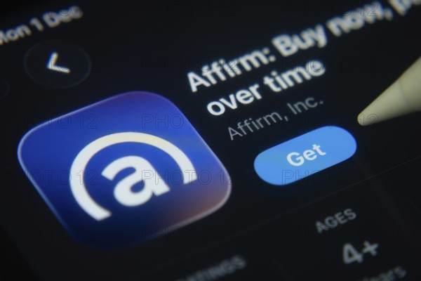 Dhaka, Bangladesh- 01 Dec 2025: A close-up of the Affirm app icon in the App Store on an iPad