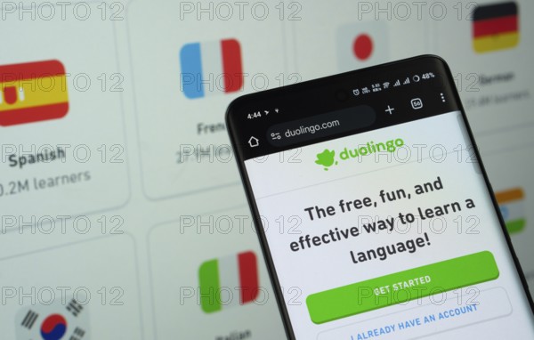 Dhaka, Bangladesh- 05 March 2025: Duolingo is displayed on a smartphone screen, with the website