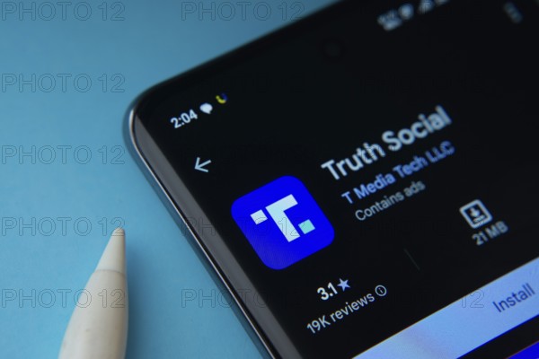 Dhaka, Bangladesh- 18 March 2025: Truth Social app from Google Playstore is displayed on a