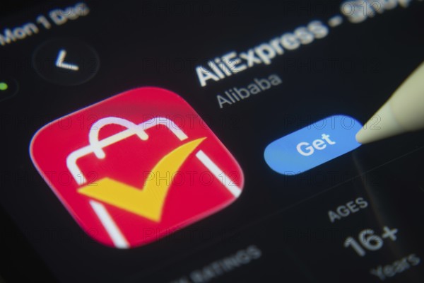Dhaka, Bangladesh- 01 Dec 2025: A close-up of the AliExpress app icon in the App Store on an iPad