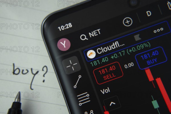 Dhaka, Bangladesh- 20 June 2025: Cloudflare stock trading details displayed on smartphone with