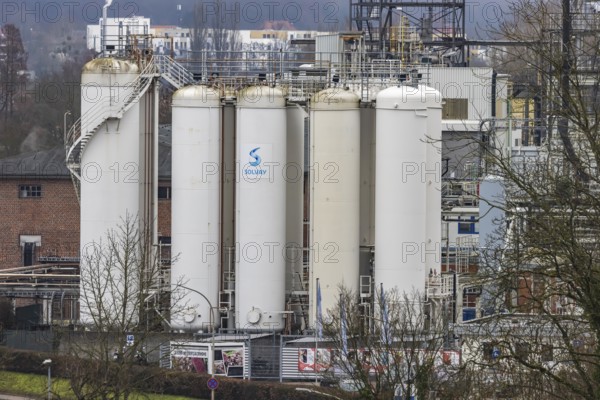 Plant view of the company Solvay Fluor GmbH. The Bad Wimpfen plant of the Belgian chemical company