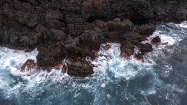 Waves and rocks, coast near Porto Moniz, Madeira, Portugal