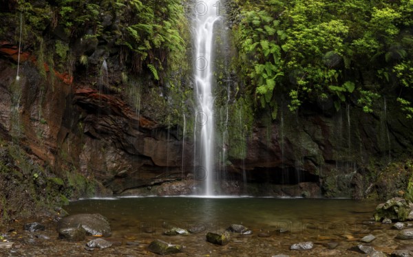 Cascata das 25 Fontes river and waterfall, 25 springs, hiking trail PR6, Levada das 25 Fontes,