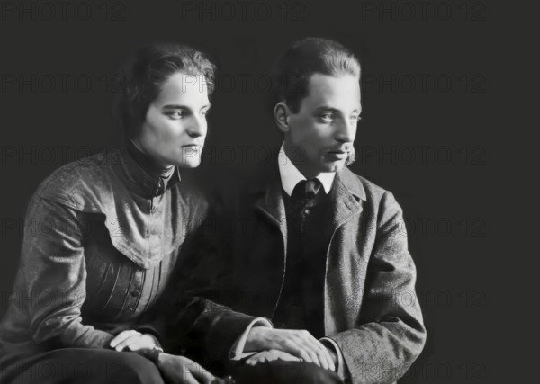 Rainer Maria Rilke, 1875 – 1926, Austrian poet and novelist with his wife, sculptress Clara