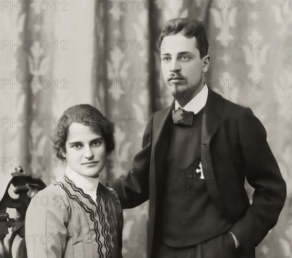 Rainer Maria Rilke, 1875 – 1926, Austrian poet and novelist with his wife sculptress Clara