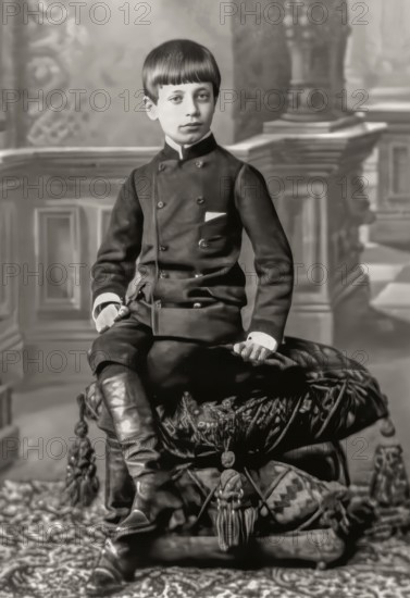 Portrait of Rainer Maria Rilke, 1875 – 1926, Austrian poet and novelist as a child, 1884, digitally