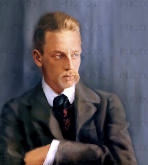 Portrait of Rainer Maria Rilke, 1875 – 1926, Austrian poet and novelist, based on a painting by