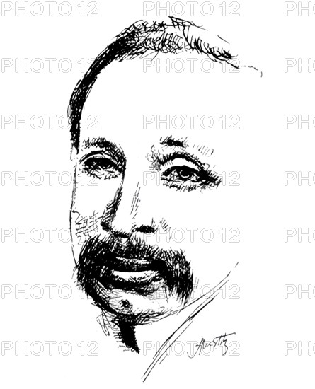 Portrait of Rainer Maria Rilke, 1875 – 1926, Austrian poet and novelist, based on a sketch by