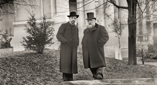 Rainer Maria Rilke together with Auguste Rodin, Meudon, France, 1905, digitally optimized