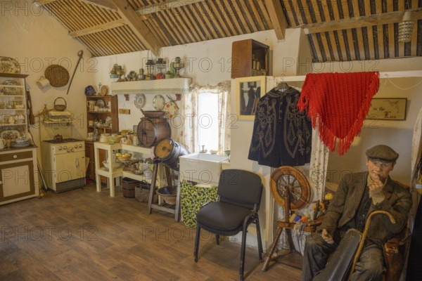 Interior view of a residential building in an open-air museum, Glencolmcille, County Donegal,