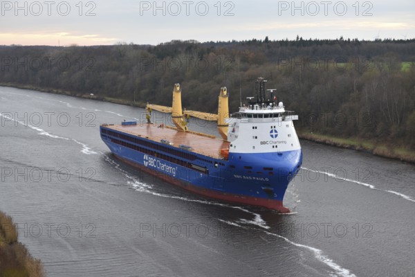 The new cargo ship, cargo ship, BBC SAO PAULO sails through the Kiel Canal, NOK, Kiel Canal,