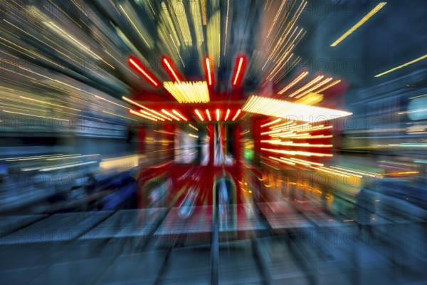Zurich fairy tale tram with light trails, tram as fairy tale, Zurich, Canton of Zurich, Switzerland