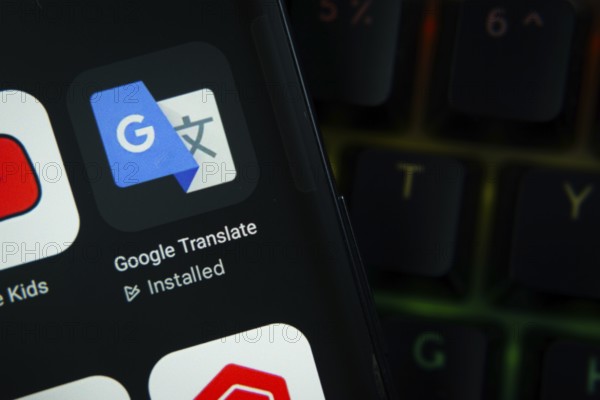Dhaka, Bangladesh- 27 July 2025: Close-up of smartphone screen showing the Google Translate app