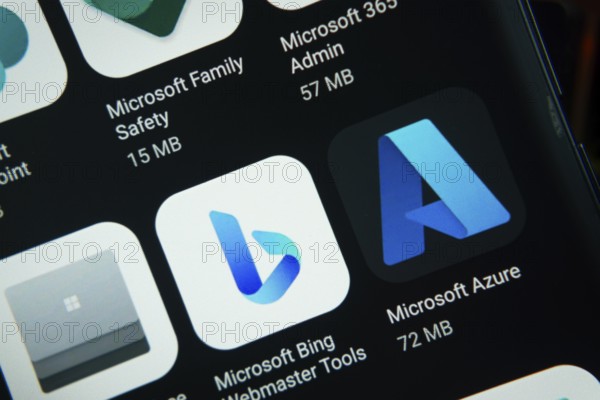 Dhaka, Bangladesh- 27 July 2025: Close-up of smartphone screen showing the Microsoft Azure app icon