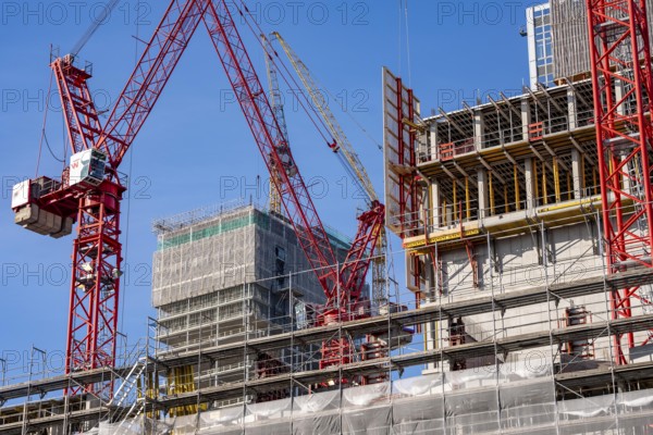 Construction site of the Covivio skyscraper in front, in the vicinity of Alexanderplatz in Berlin,