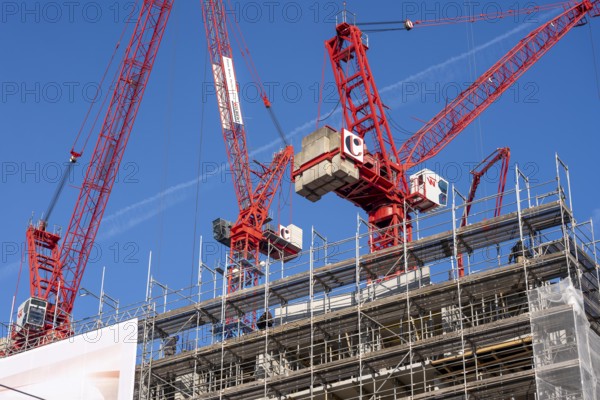 Construction site of the Covivio high-rise building near Alexanderplatz in Berlin, mixed use of