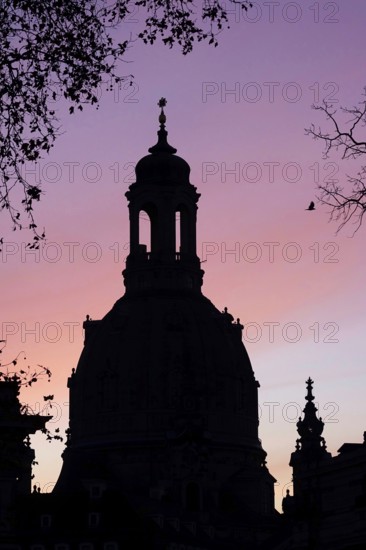 Church of Our Lady Dresden, evening sky, late autumn, Saxony, Germany