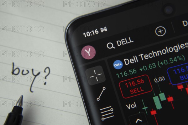 Dhaka, Bangladesh- 20 June 2025: Dell technologies stock trading details displayed on smartphone
