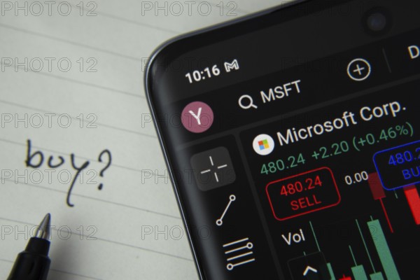 Dhaka, Bangladesh- 20 June 2025: Microsoft corporation stock trading details displayed on