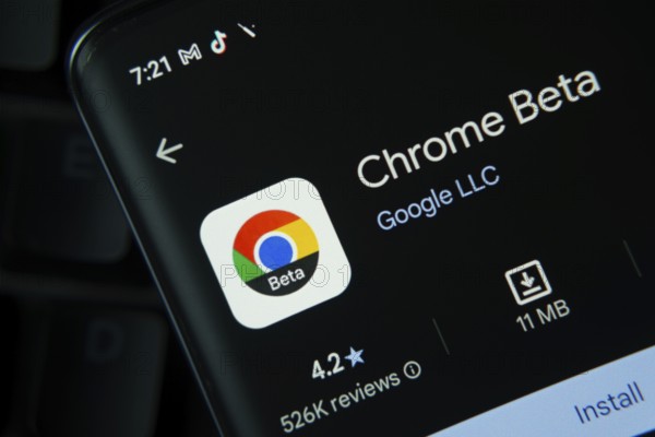 Dhaka, Bangladesh- 27 July 2025: Google Chrome Beta app from Google Playstore is displayed on a