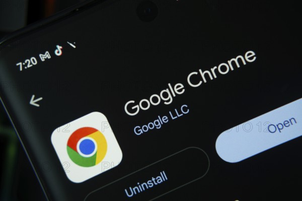 Dhaka, Bangladesh- 27 July 2025: Screen displaying Google Chrome app with open and uninstall