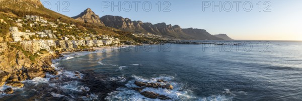 Cityscape, Aerial View, Ocean and Clifton Beach, Camps Bay, Cape Town, South Africa