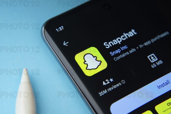 Dhaka, Bangladesh- 17 March 2025: The Snapchat app from Google Playstore is displayed on a