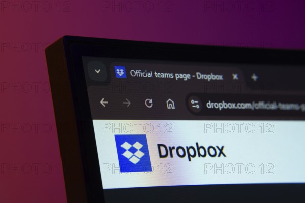 Dhaka, Bangladesh- 02 June 2025: Close-up of a computer screen displaying the Dropbox web interface