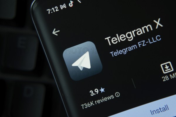 Dhaka, Bangladesh- 27 July 2025: Telegram X app from Google Playstore is displayed on a smartphone