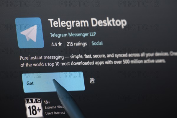 Dhaka, Bangladesh- 19 Sep 2025: A close-up of the Telegram app from the Microsoft Store is shown on