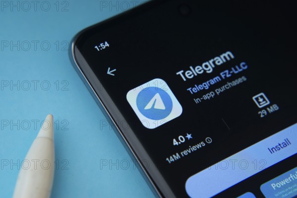 Dhaka, Bangladesh- 18 March 2025: The Telegram app from Google Playstore is displayed on a