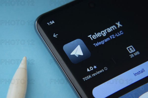 Dhaka, Bangladesh- 18 March 2025: The Telegram X app from Google Playstore is displayed on a