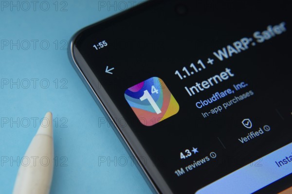Dhaka, Bangladesh- 09 March 2025: 1.1.1.1 VPN app from Google Playstore is displayed on a