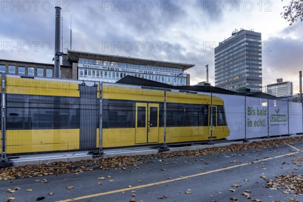 Construction site of the stop at the main train station, for the new city railway, visualization of