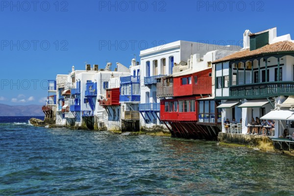 Mykonos, Cyclades, Greece - Little Venice is a picturesque neighborhood in Mykonos Town with