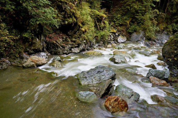Diosaz mountain river in the gorge, Gorges de la Diosaz, Les Houches, Chamonix-Mont-Blanc,