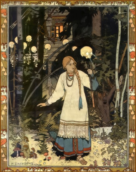 Illustration by Ivan Yakovlevich Bilibin, Wassilissa or Vasilisa the Beautiful, a Russian fairy