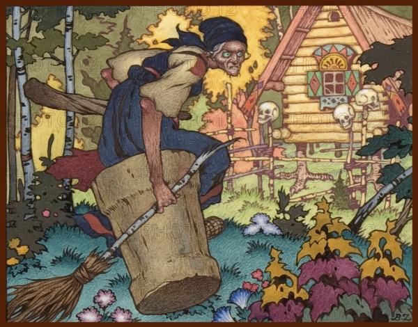 Illustration by Boris Wassiljewitsch Sworykin, Wassilissa or Vasilisa the Beautiful, a Russian