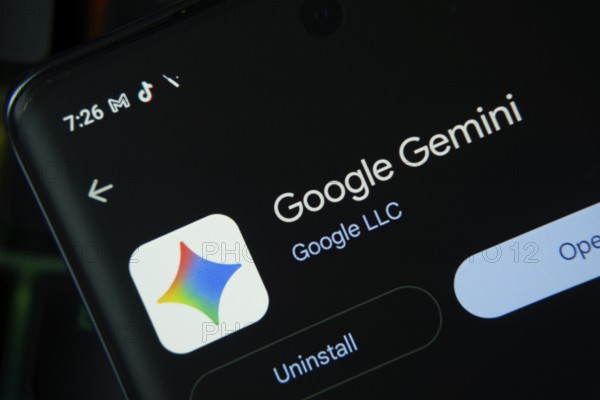 Dhaka, Bangladesh- 27 July 2025: Screen displaying Google Gemini app with open and uninstall