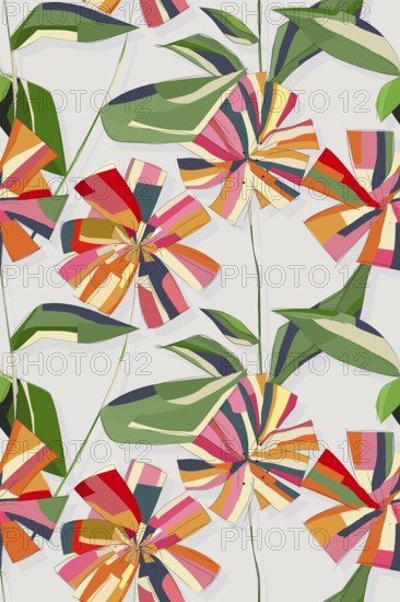 Decorative abstract flowers vector seamless pattern