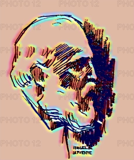 Portrait of Antoni Gaudí i Cornet, 1852 – 1926, Catalan architect and designer from Spain, the