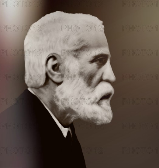 Portrait of Antoni Gaudí i Cornet, 1852 – 1926, Catalan architect and designer from Spain, the