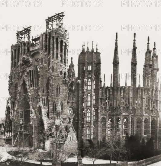 Construction site of the Basílica i Temple Expiatori de la Sagrada Família, known as Sagrada