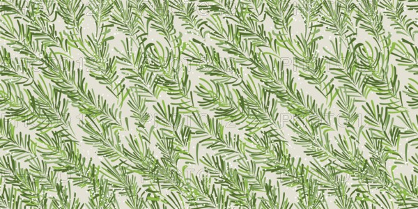 Stylized, hand drawn fir tree branches and snow flakes seamless vector pattern design for winter