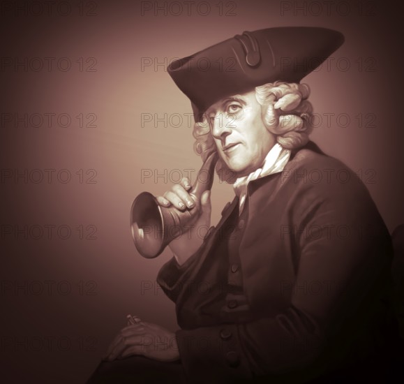 Portrait of James Hutton with an ear trumpet, 1726 – 1797, Scottish geologist, agriculturalist,