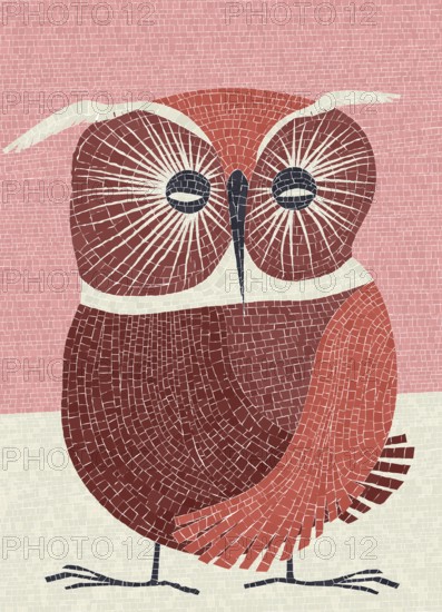Great owl vector graphic mosaic